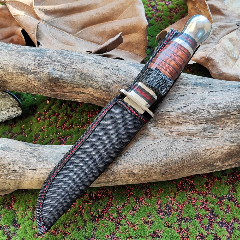 Premium Steel Hunting Knife with Wooden Handle Sharp & Durable Outdoor Knife