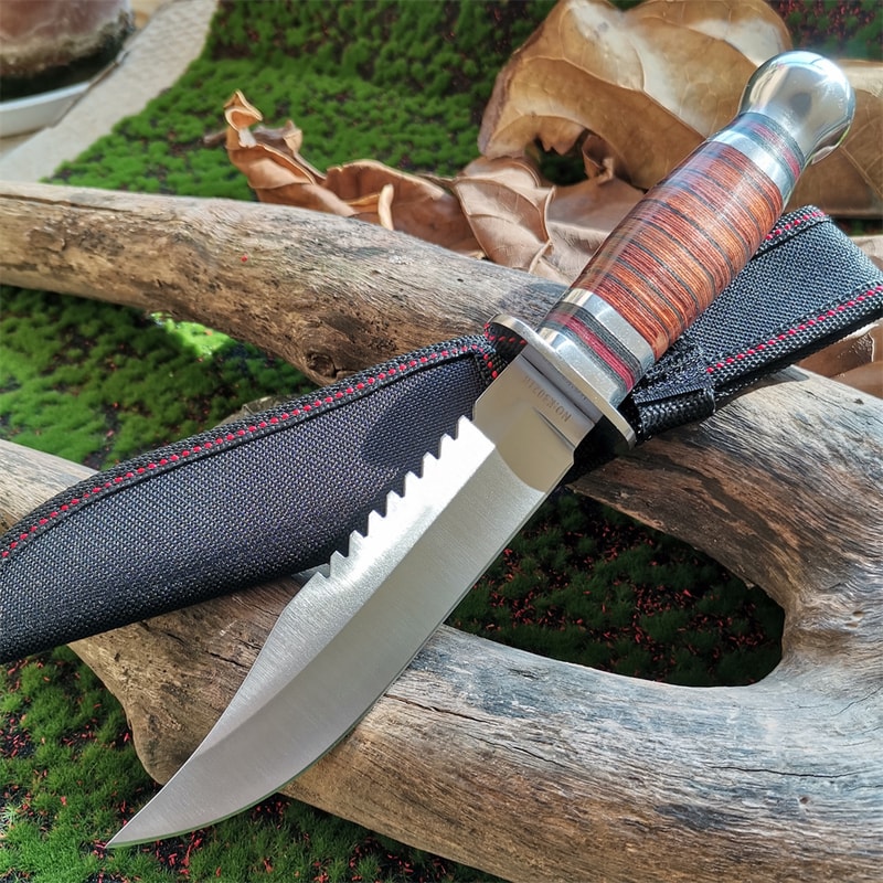 Premium Steel Hunting Knife with Wooden Handle Sharp & Durable Outdoor Knife