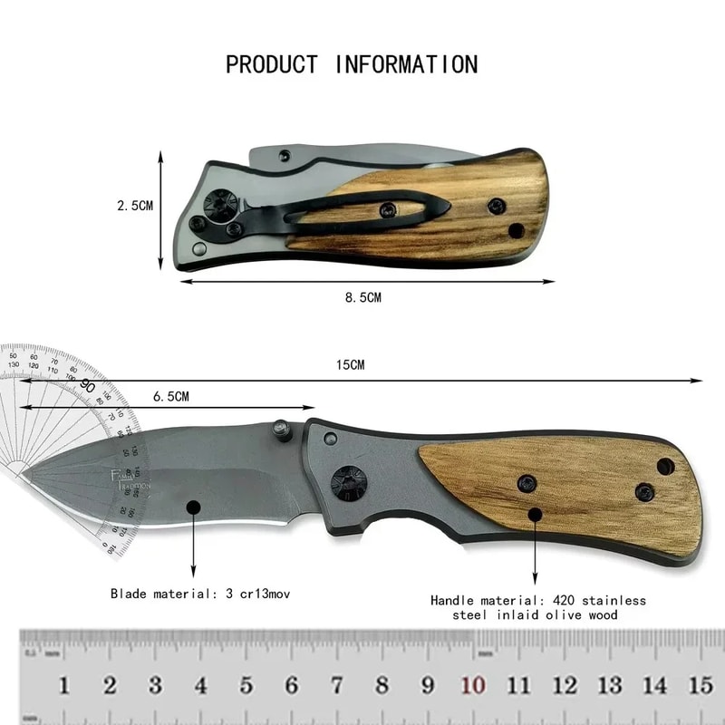 Olive Wood Folding Pocket Knife With Blade 4
