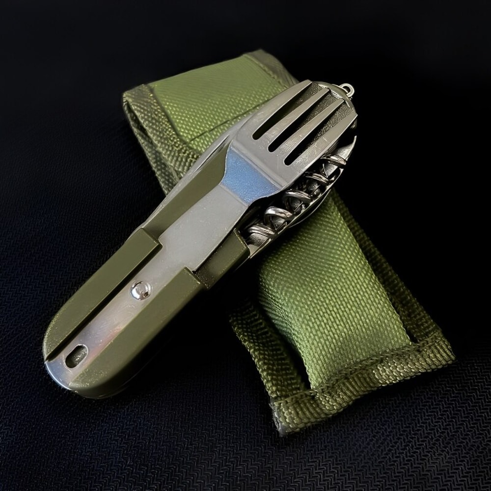 Camping Utensil Set With Foldable Stainless Steel Travel Cutlery 1