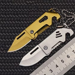 mini stainless steel keychain knife with bottle opener