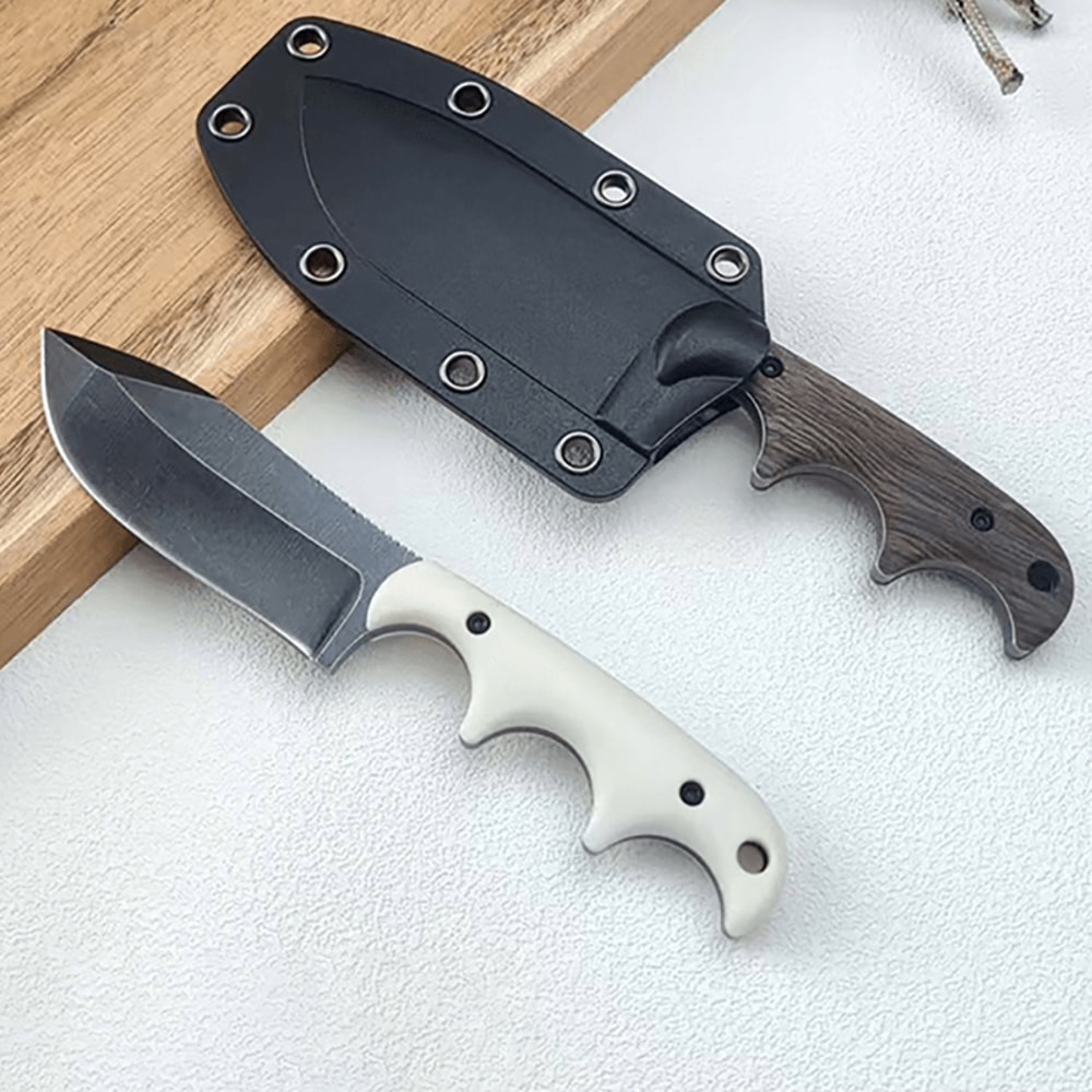 Compact Stonewashed Camping Knife With Sheath 1