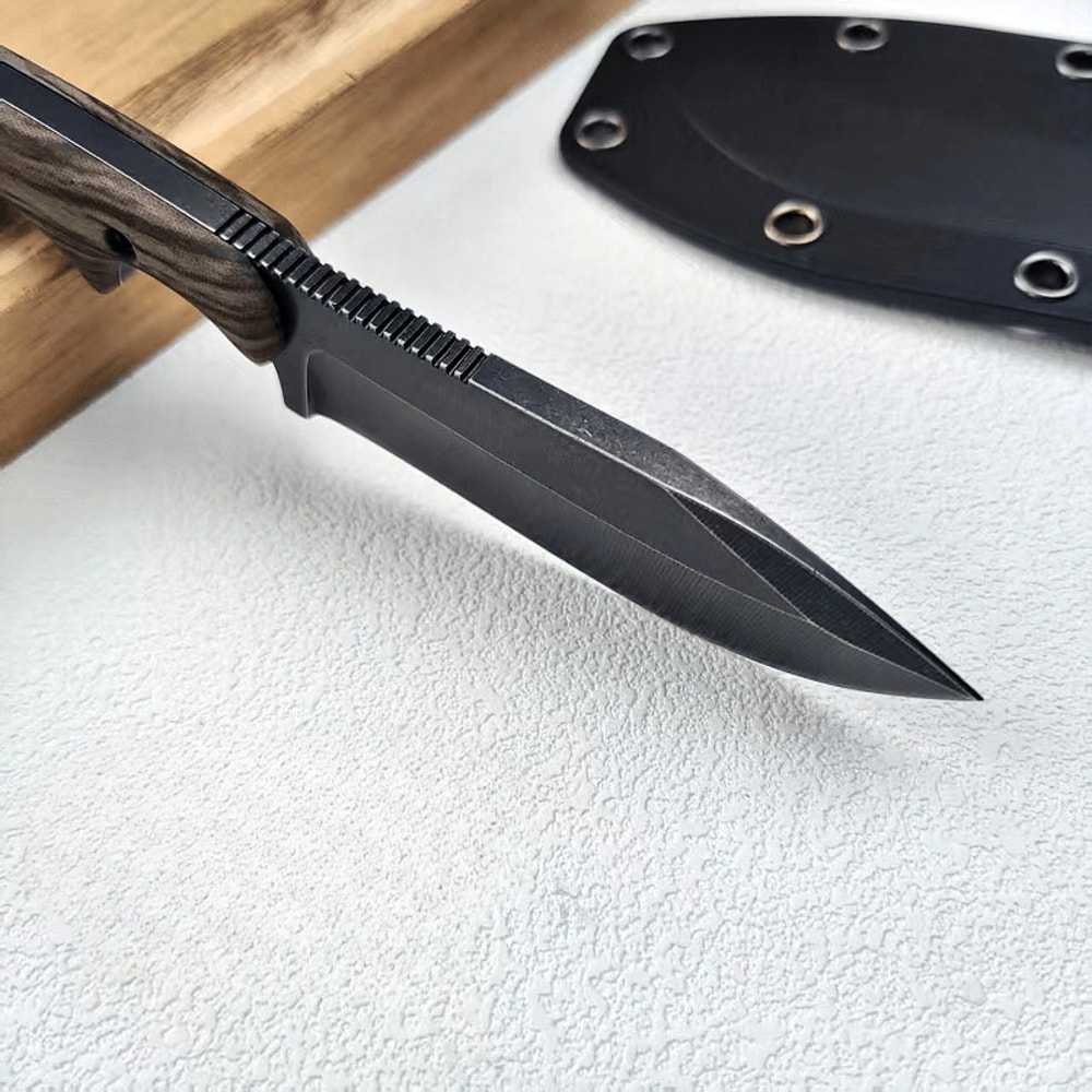 Compact Stonewashed Camping Knife With Sheath 4