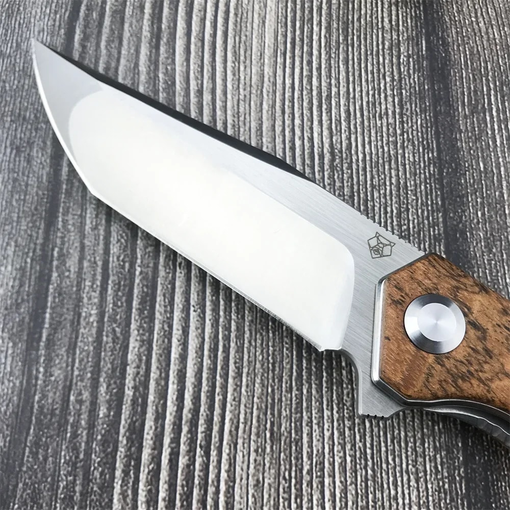 Steel Folding Pocket Knife with Sandalwood Handle for Camping