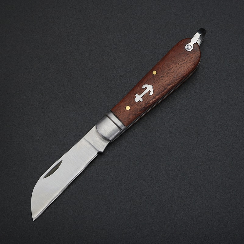Yellow Sandalwood Camping Folding Knife for Outdoor Food Prep