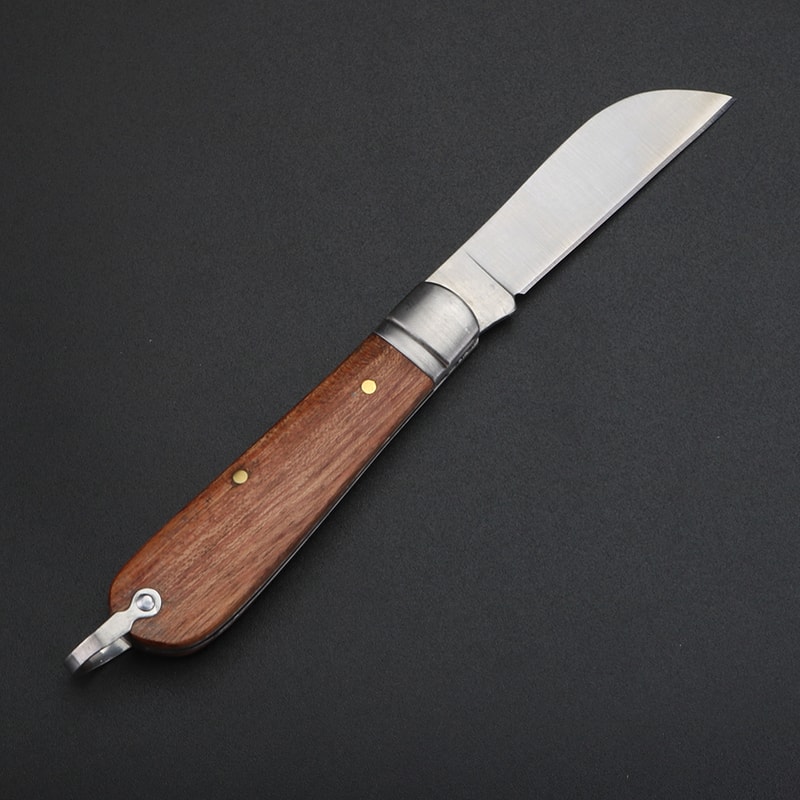 Yellow Sandalwood Camping Folding Knife for Outdoor Food Prep