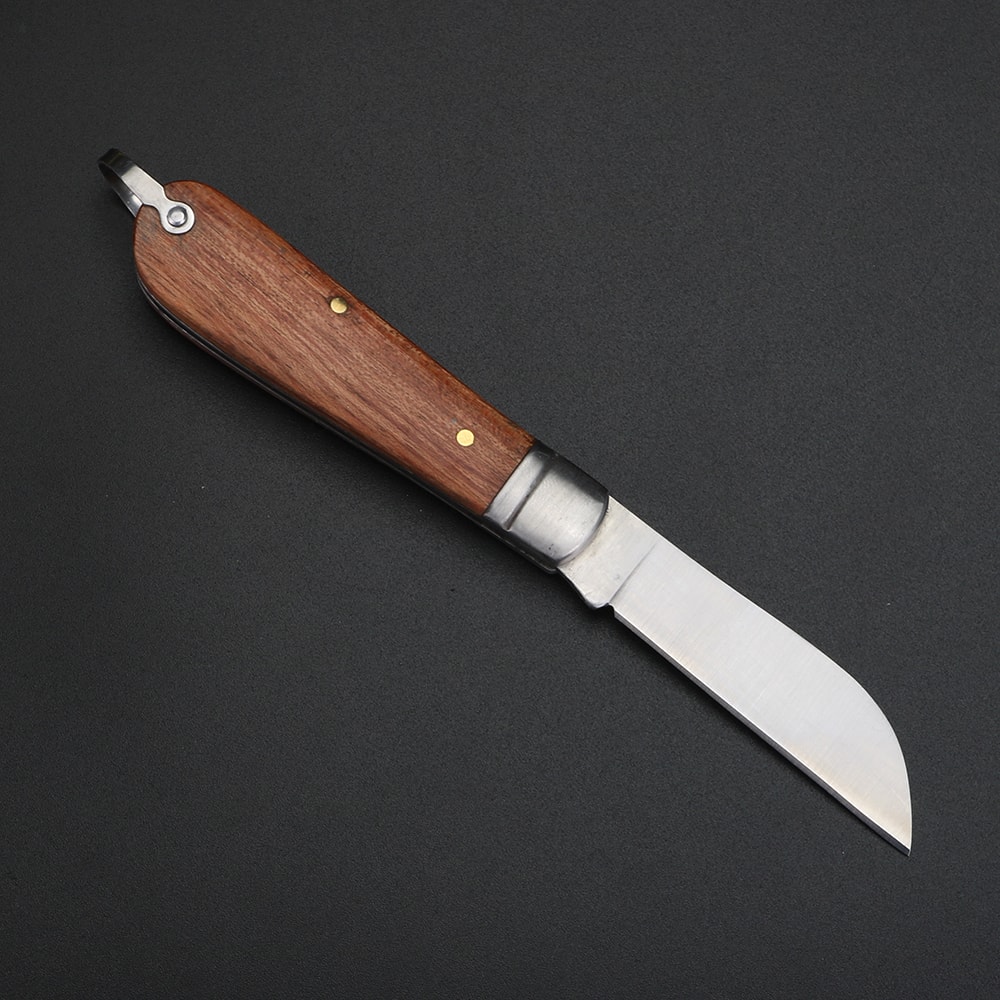 Yellow Sandalwood Camping Folding Knife for Outdoor Food Prep