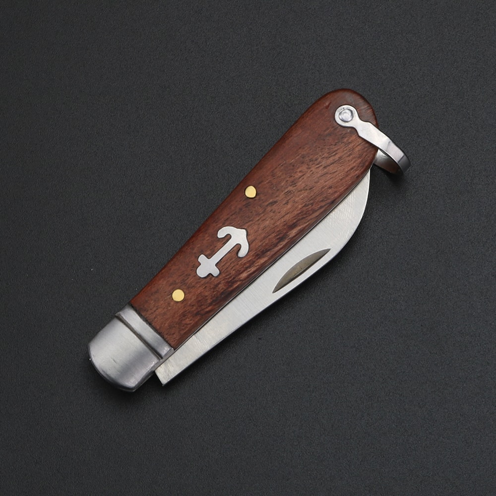 Yellow Sandalwood Camping Folding Knife for Outdoor Food Prep