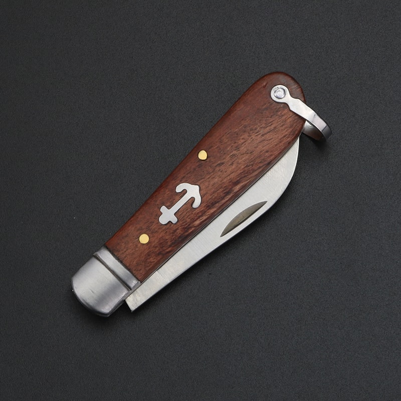 Yellow Sandalwood Camping Folding Knife for Outdoor Food Prep