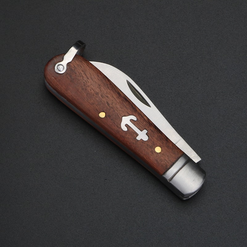 Yellow Sandalwood Camping Folding Knife for Outdoor Food Prep
