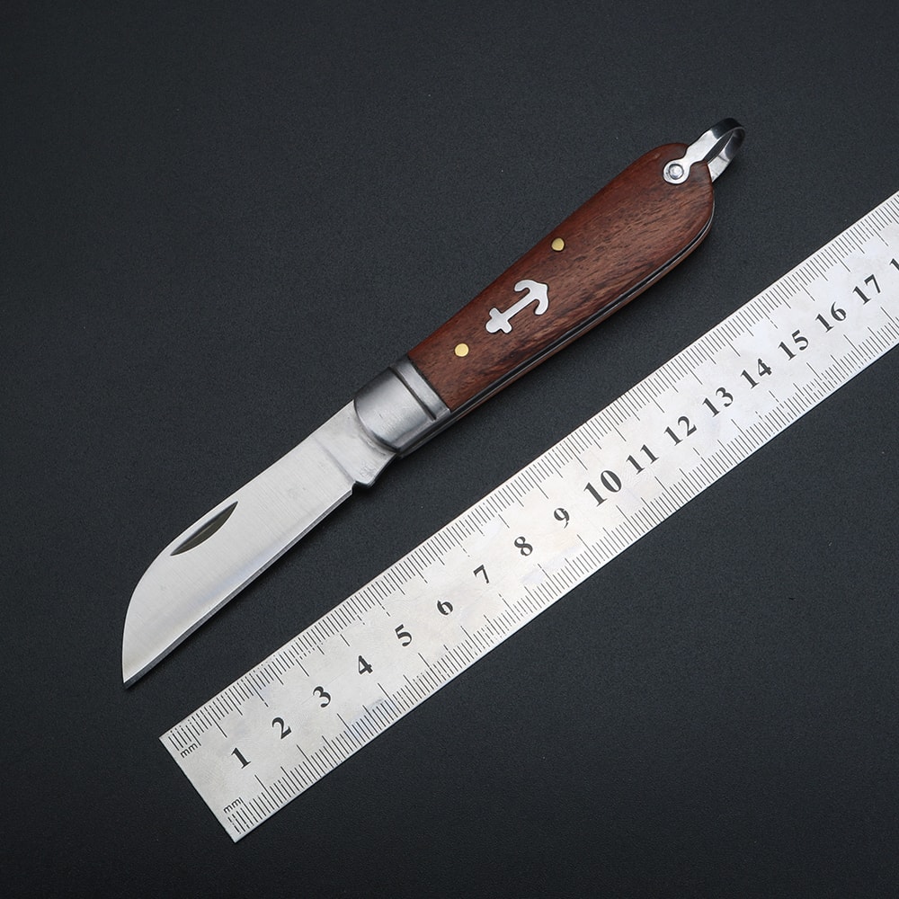 Yellow Sandalwood Camping Folding Knife for Outdoor Food Prep