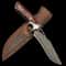 Damascus Steel Small Straight Outdoor Utility Knife for Camping and Fruit Cutting