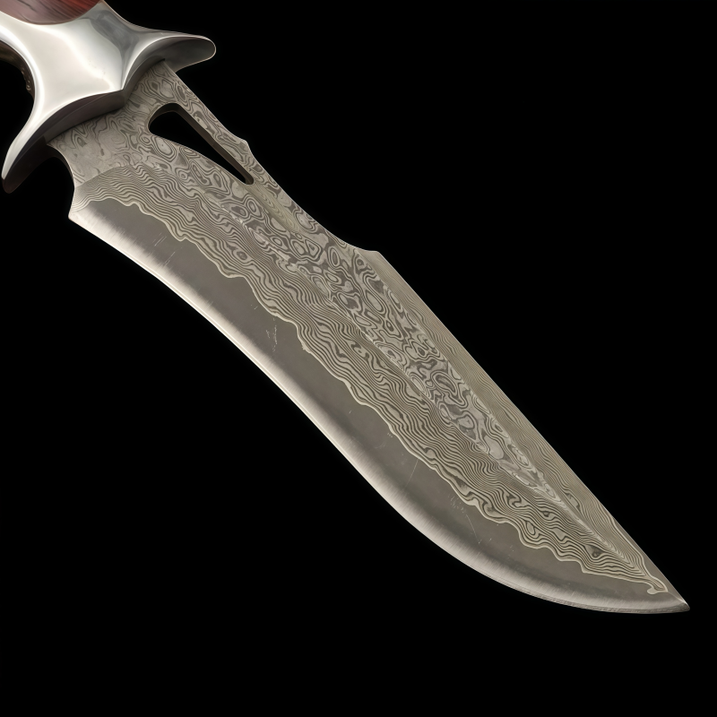 Damascus Steel Small Straight Outdoor Utility Knife for Camping and Fruit Cutting