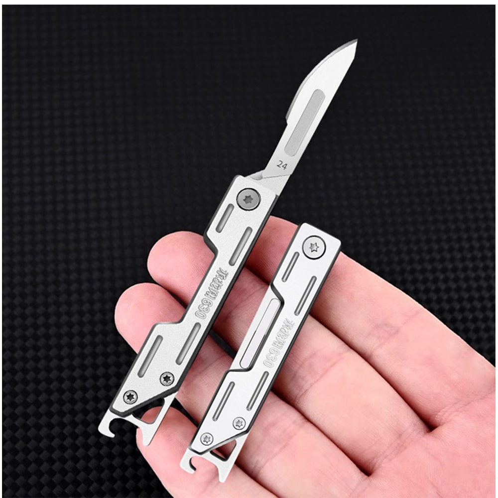 Mini Stainless Steel Folding Utility Knife With Bottle Opener 3