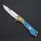 Blue Damascus Folding Pocket Knife for Outdoor, and Fruit Cutting