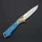 Blue Damascus Folding Pocket Knife for Outdoor, and Fruit Cutting