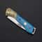 Blue Damascus Folding Pocket Knife for Outdoor, and Fruit Cutting