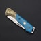 Blue Damascus Folding Pocket Knife for Outdoor, and Fruit Cutting