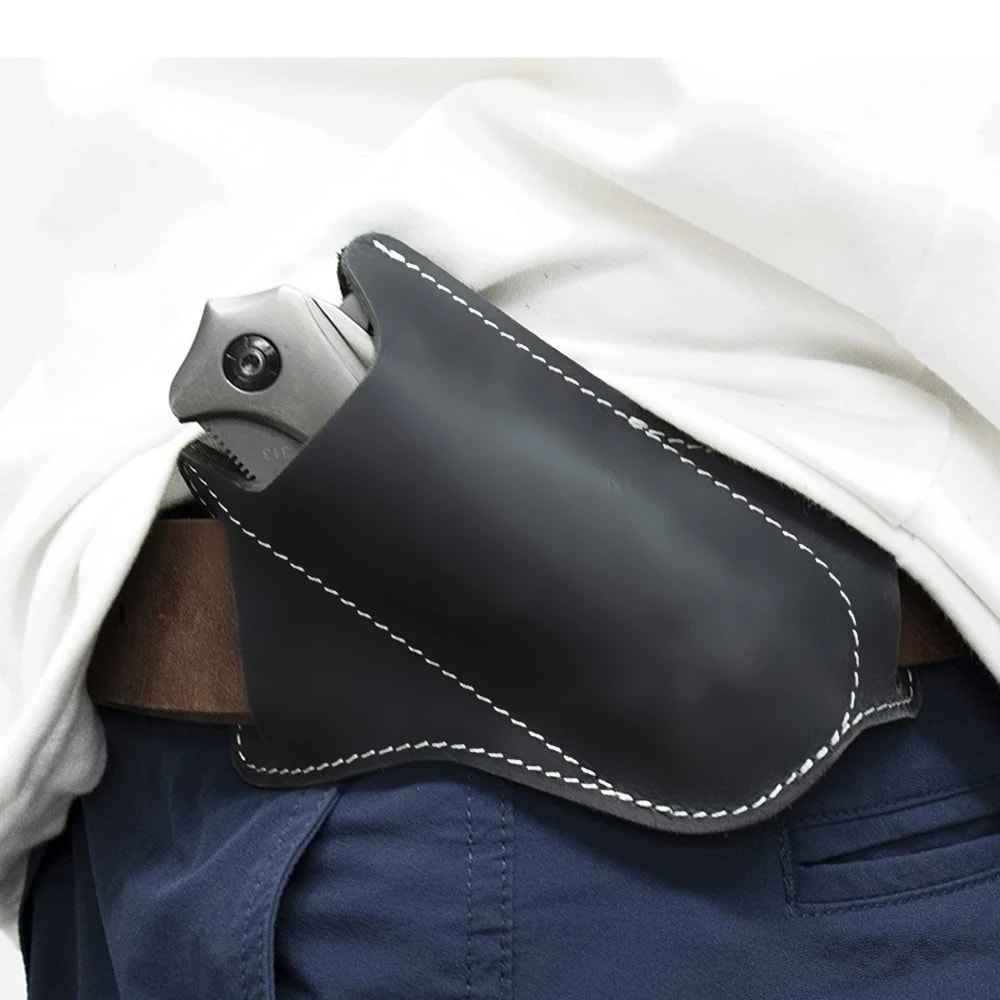 Leather Knife Sheath Belt Loop Holster For Folding Knife Flashlight And Tools 0