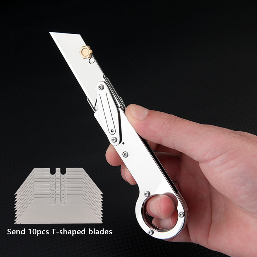 Folding Utility Knife with Replaceable Blades for Camping and Everyday Cutting