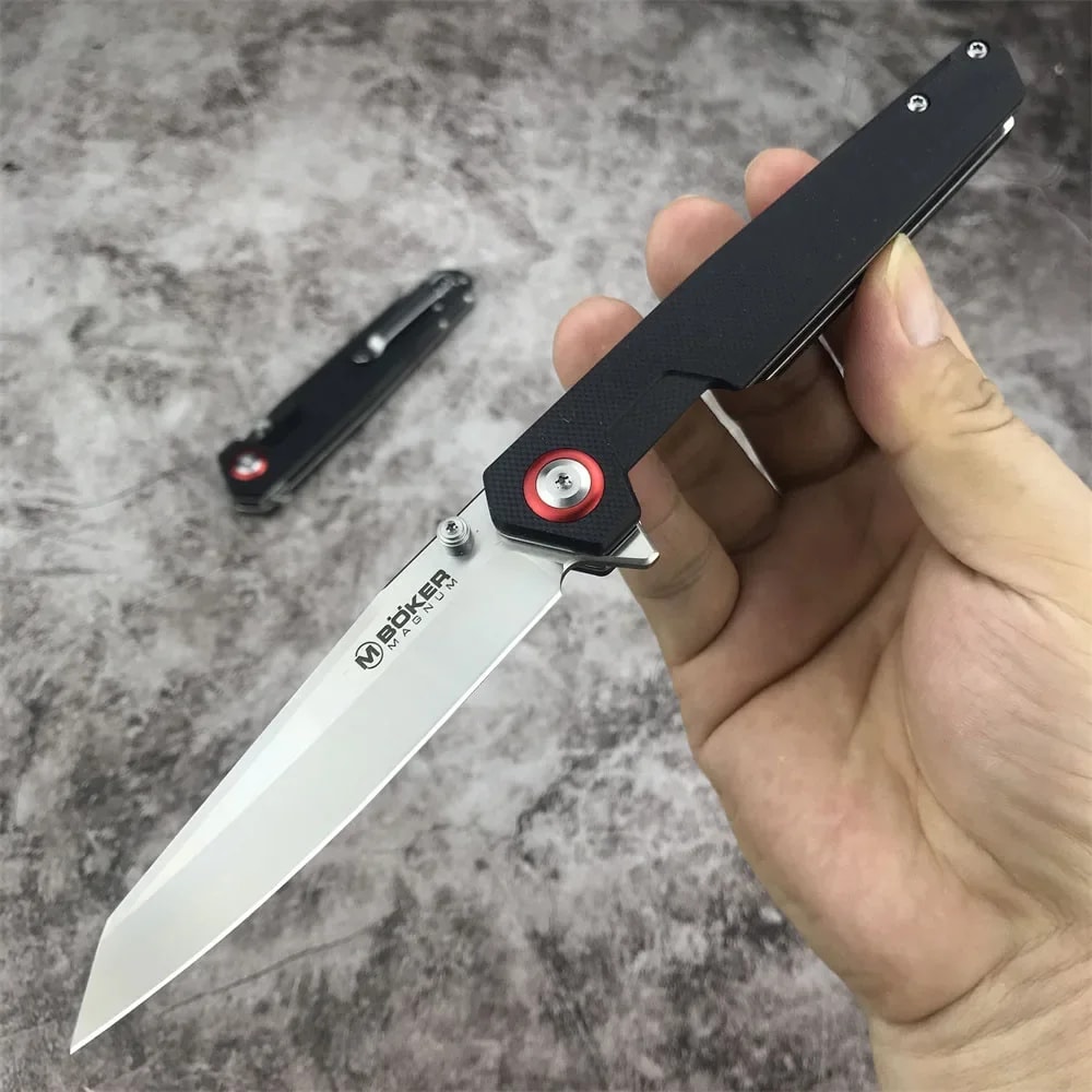 Tanto Folding Knife with Grip for Camping and Outdoor Carry