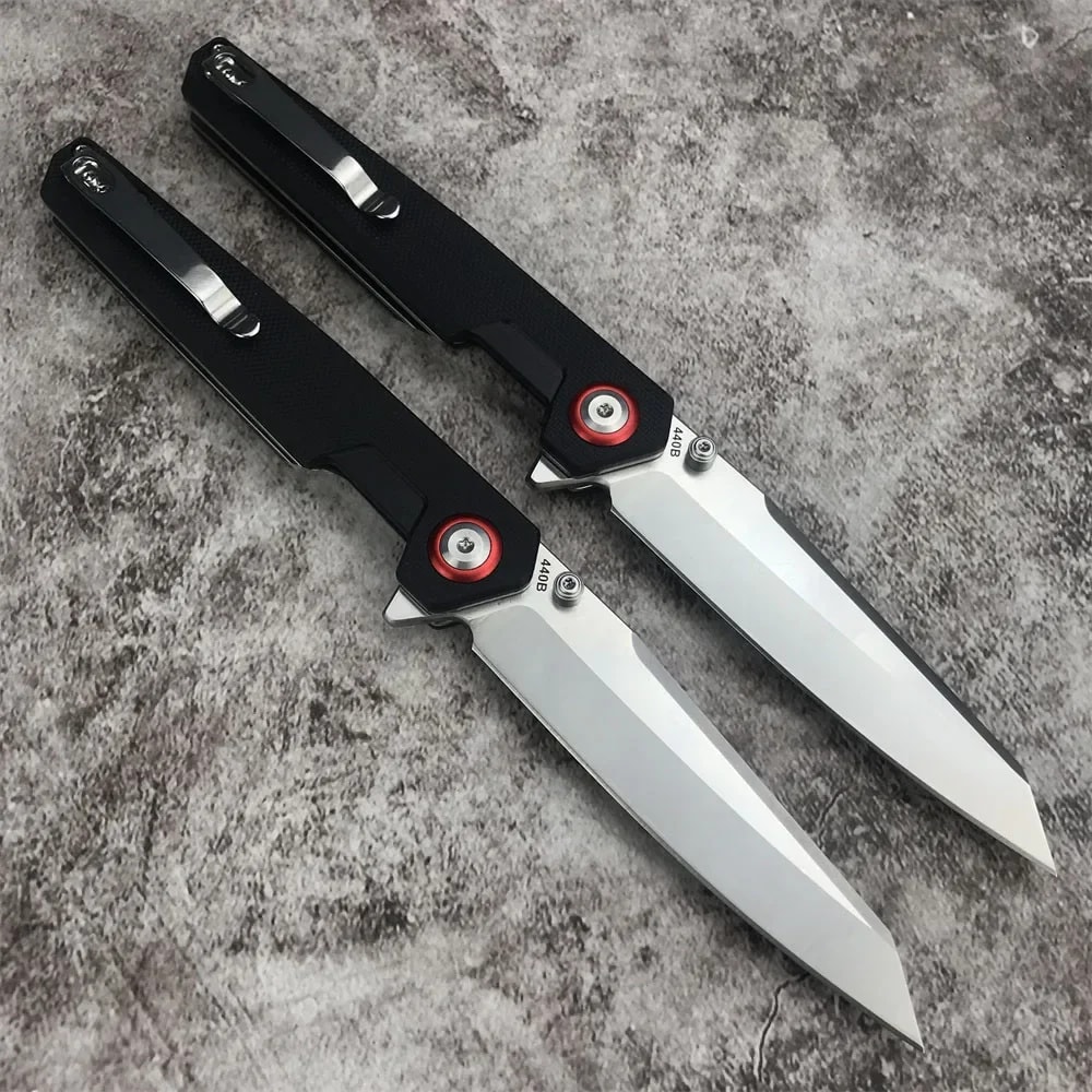 Tanto Folding Knife with Grip for Camping and Outdoor Carry