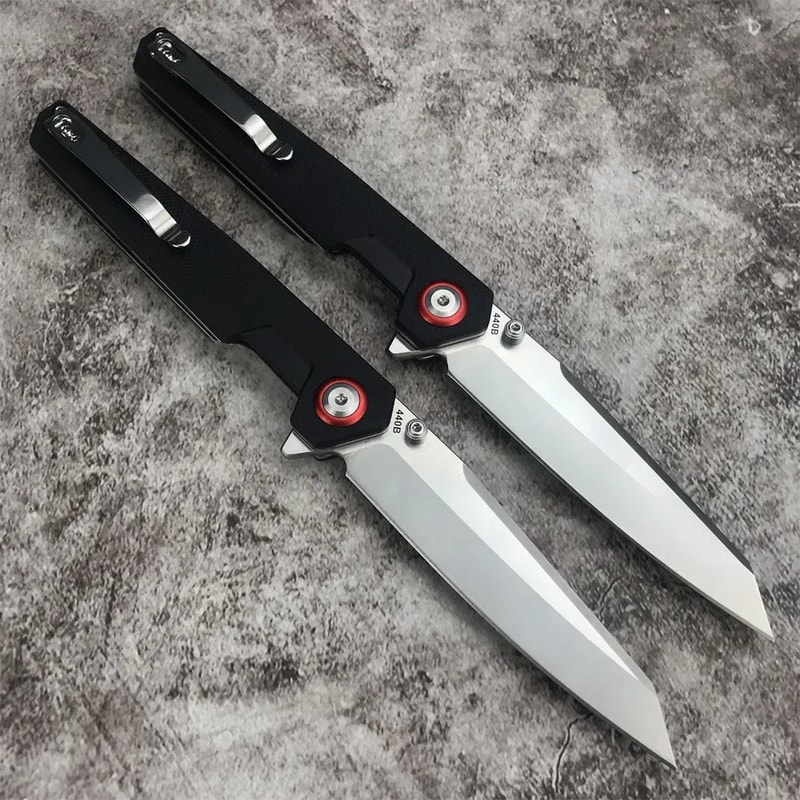 Tanto Folding Knife with Grip for Camping and Outdoor Carry
