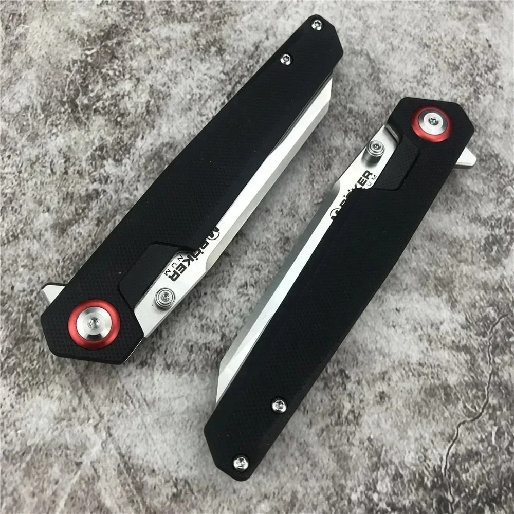 Tanto Folding Knife with Grip for Camping and Outdoor Carry