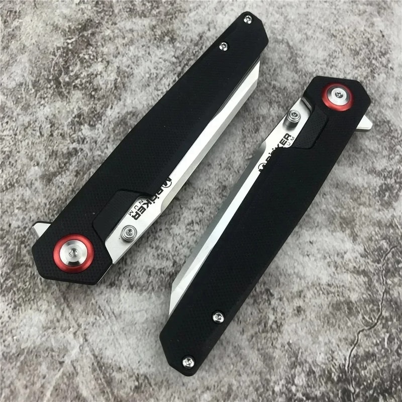 Tanto Folding Knife with Grip for Camping and Outdoor Carry