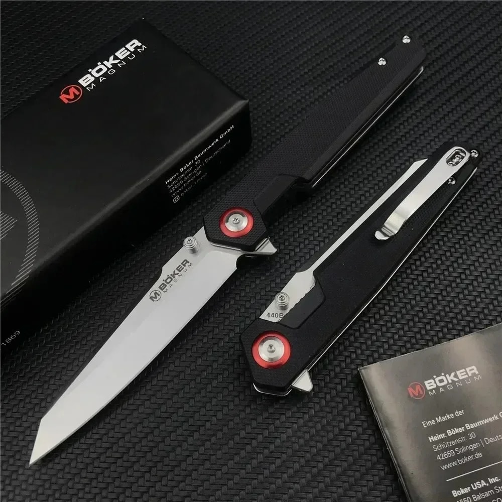 Tanto Folding Knife with Grip for Camping and Outdoor Carry