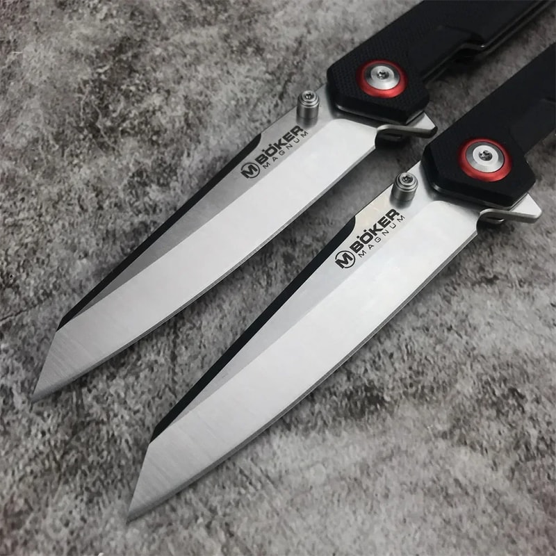 Tanto Folding Knife with Grip for Camping and Outdoor Carry