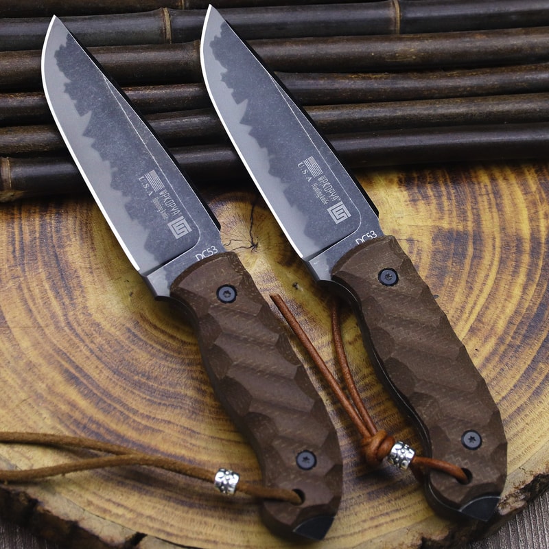 Fixed Blade Hunting Knife with Linen Handle for Outdoor Survival & Camping