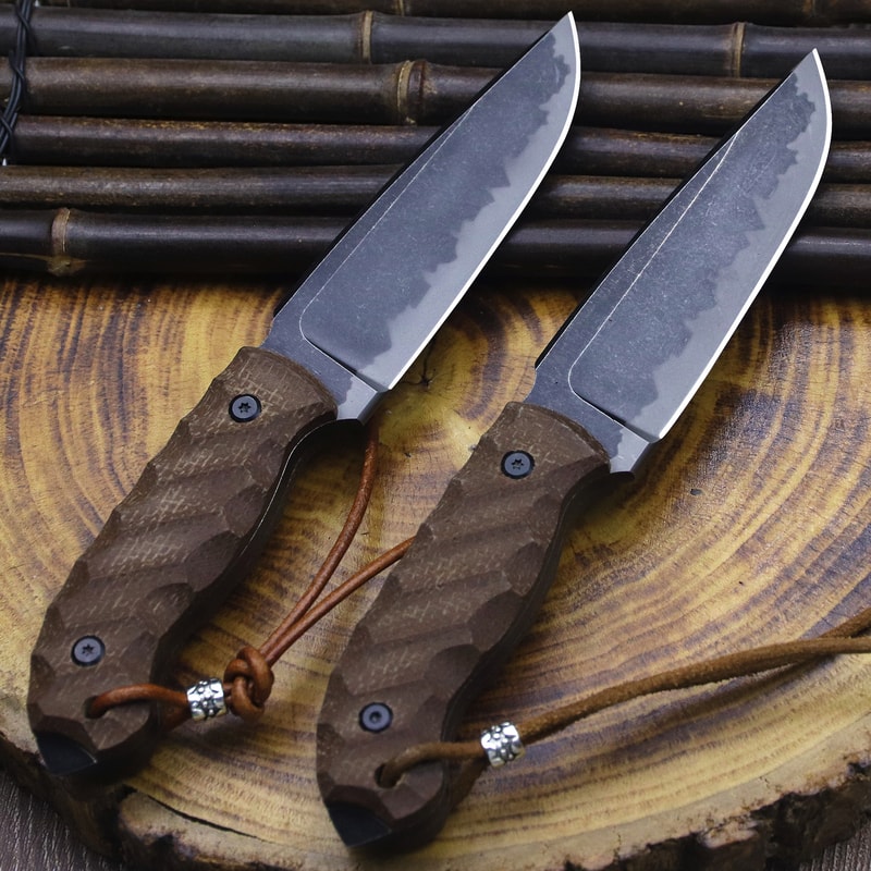 Fixed Blade Hunting Knife with Linen Handle for Outdoor Survival & Camping