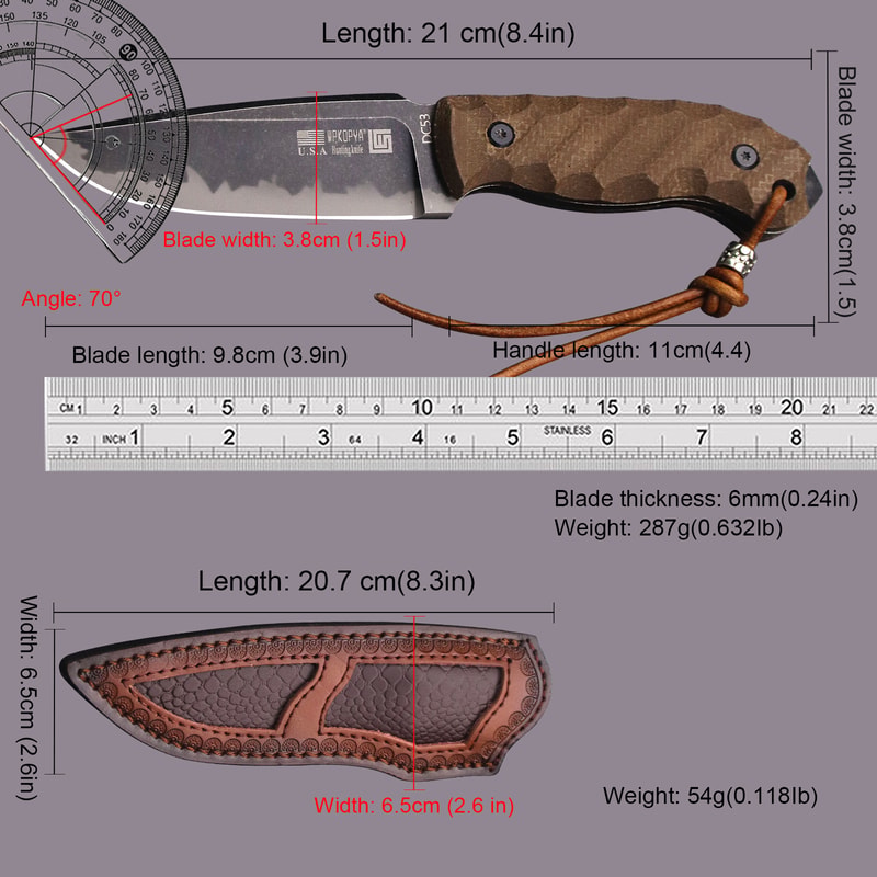 Fixed Blade Hunting Knife with Linen Handle for Outdoor Survival & Camping
