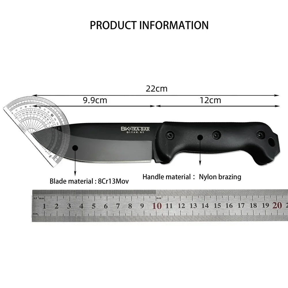 TrekMaster Fixed Blade Camping Knife Blade Outdoor Survival Knife with Nylon Handle & Sheath