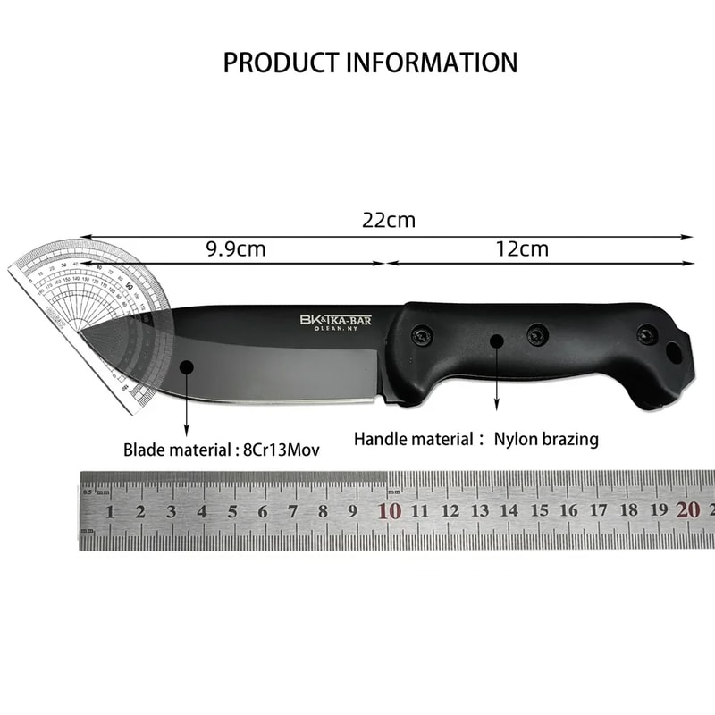 TrekMaster Fixed Blade Camping Knife Blade Outdoor Survival Knife with Nylon Handle & Sheath