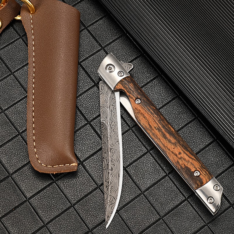 Premium Damascus Folding Knife Quick Open Outdoor Pocket Knife
