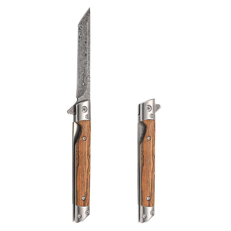 Premium Damascus Folding Knife Quick Open Outdoor Pocket Knife