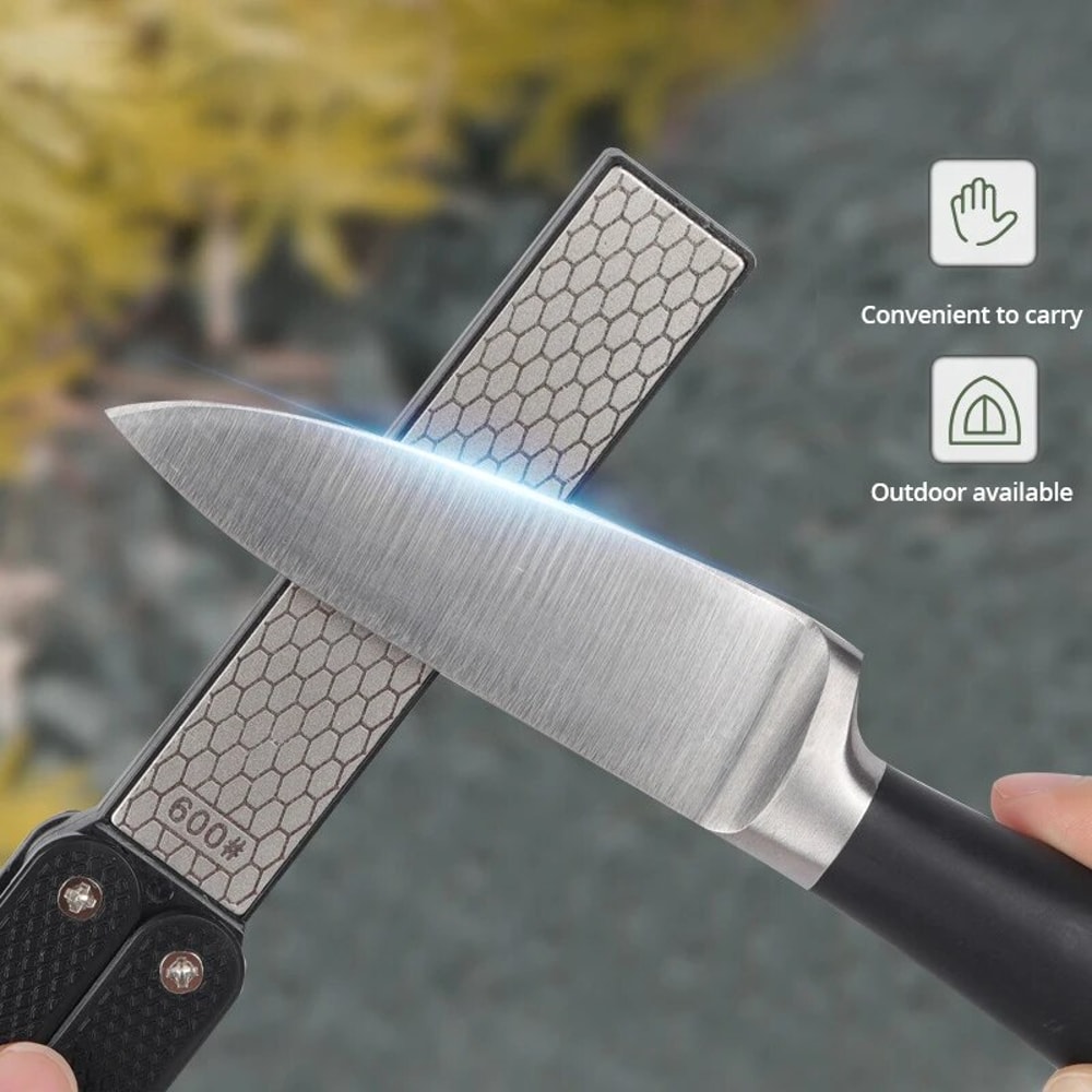 Portable Double Sided Diamond Knife Sharpener For Kitchen And Pocket Blades 2