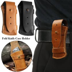 premium leather knife sheath with belt loop hunting & outdoor tool case