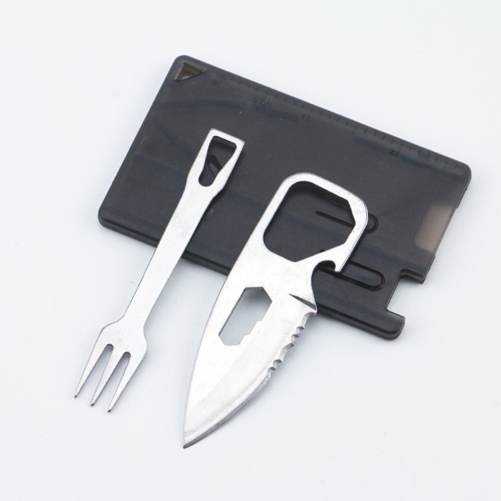 Outdoor Survival Tool Card Portable Knife & Fork Camping Gear
