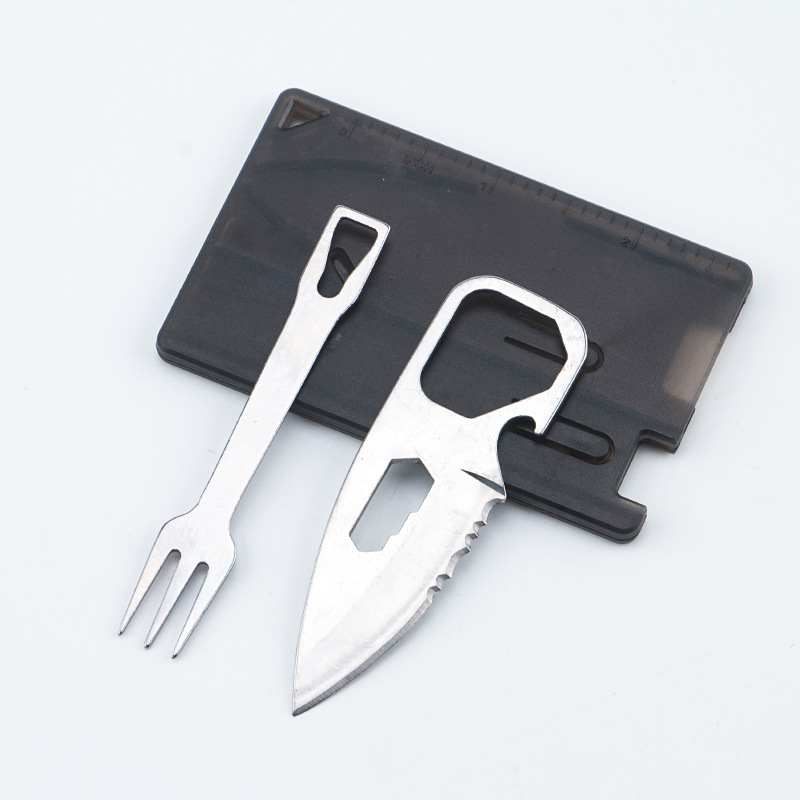 Outdoor Survival Tool Card Portable Knife & Fork Camping Gear
