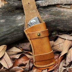 premium leather sheath knife & flashlight holder with belt loop