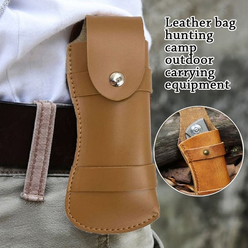 Premium Leather Sheath Knife & Flashlight Holder with Belt Loop