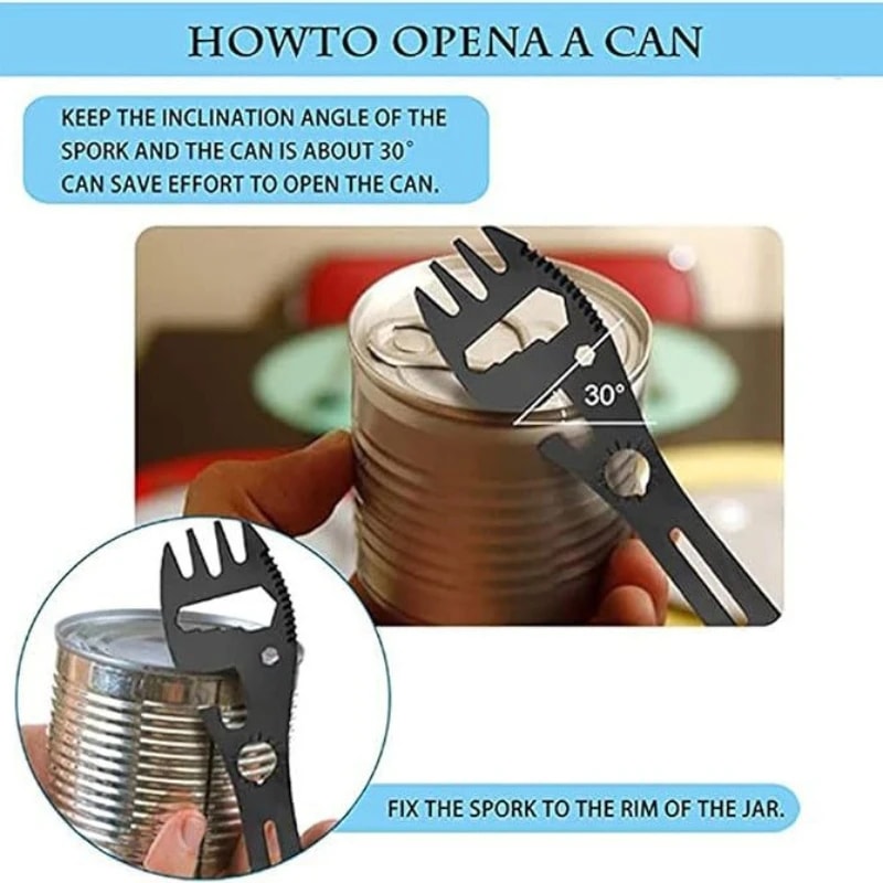 Stainless Steel Camping Multitool Survival Spork With Bottle Opener 2