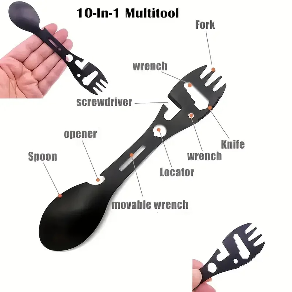 Stainless Steel Camping Multitool Survival Spork With Bottle Opener 4