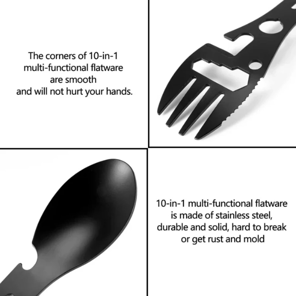 Stainless Steel Camping Multitool Survival Spork With Bottle Opener 5