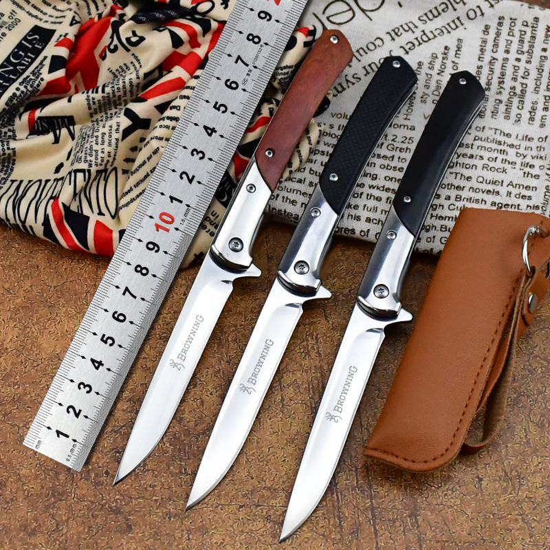 Folding Knife With Wooden Handle Portable Camping Pocket Knife 0