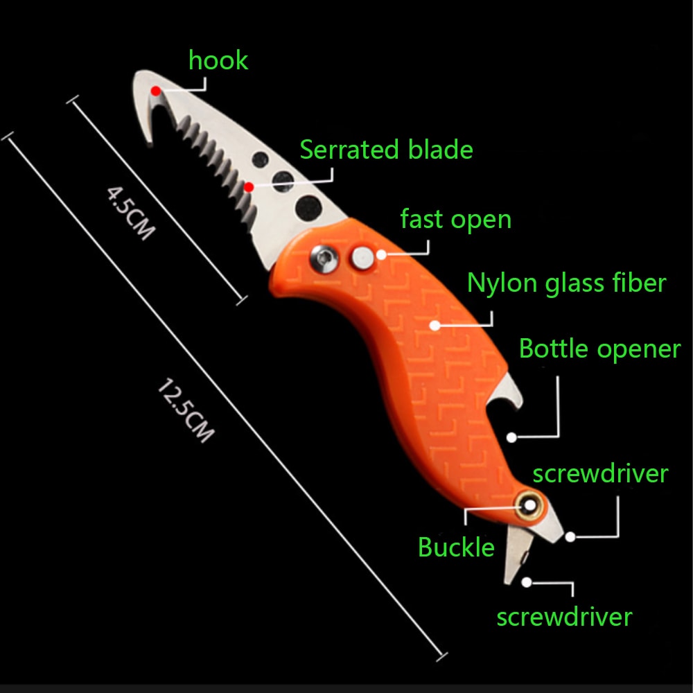 Compact Keychain Knife Folding Utility Package Opener