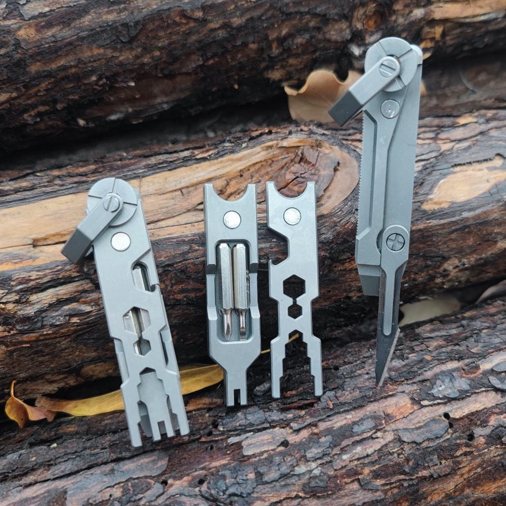 Titanium Multi Tool Keychain Pry Bar with Screwdriver and Bottle Opener